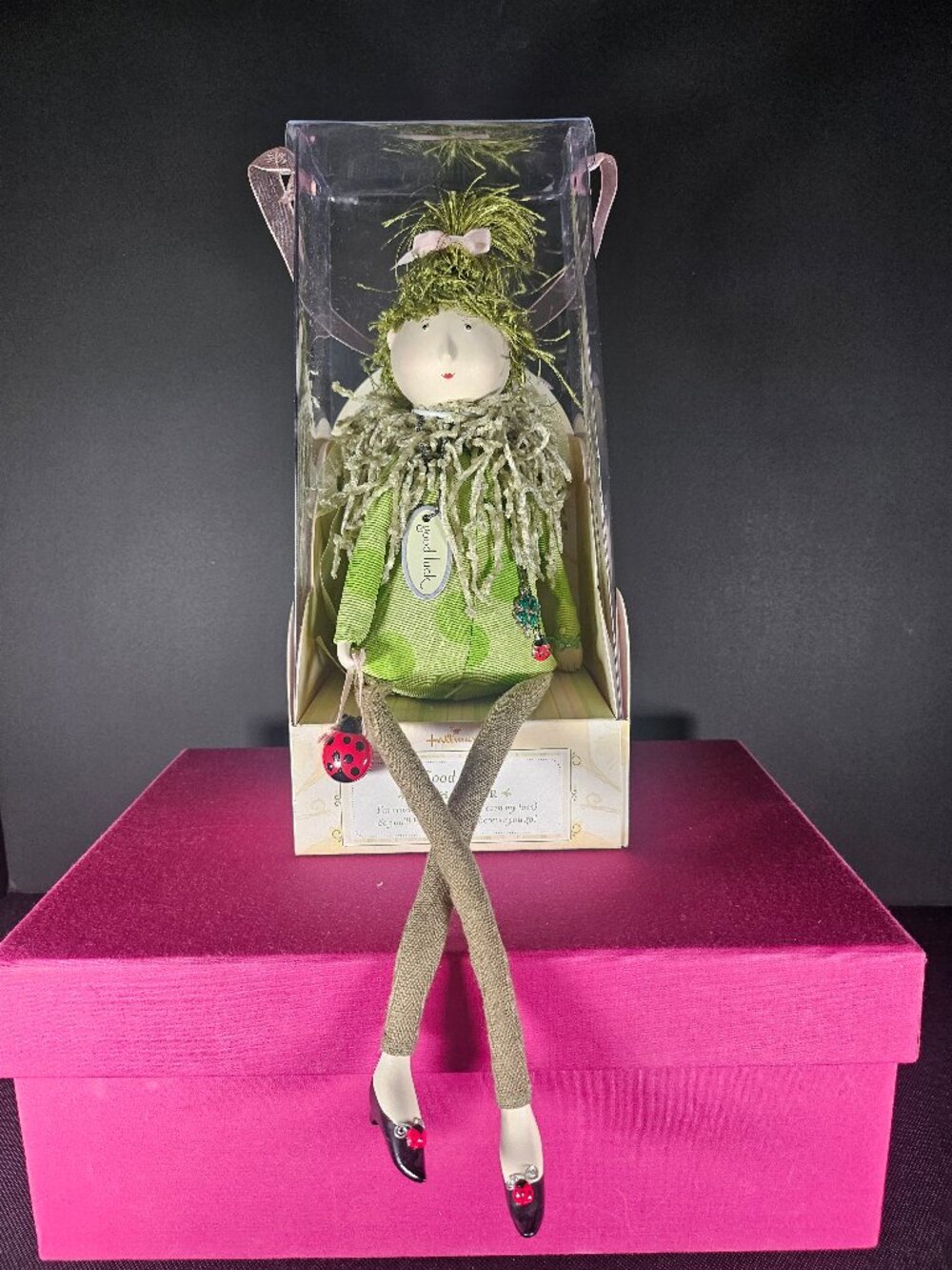 Hallmark Wish Sisters Good-Luck Fairy Doll Shelf Sitter Ladybug Green Whimsical